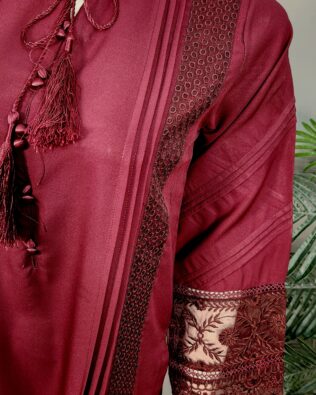 30603 Dark Mheroon Solid Emb 3pc