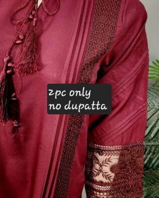 306003 Dark Mheroon Solid Emb 2pc