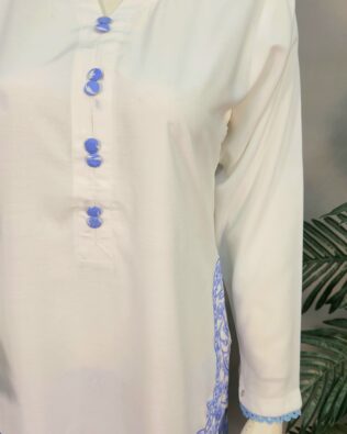 30621 White Aqua Blue  Shalwar  2pc
