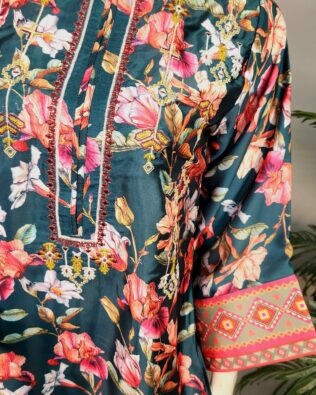 30629 Sage Multi  Printed Silk 2pc