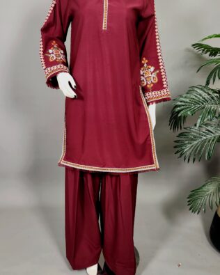 30640 Cherry Mheroon Emb 2pc