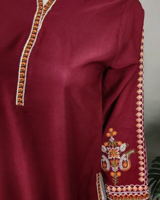 30640 Cherry Mheroon Emb 2pc