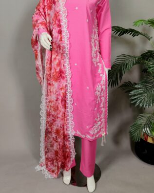 30645 Floss Pink Emb cotton 3pc
