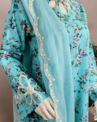 30646 Middle Blue Printed 3pc