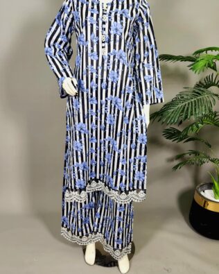 30662  Lining Blue Floral  print 2pc