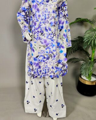 30670 indigo plum White farshi set