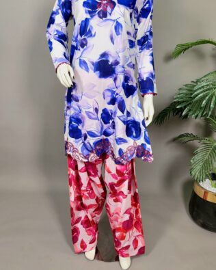 30682 Navy Cherry Red Shalwar  Coord set
