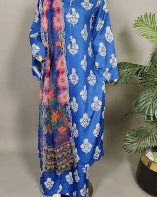 30712 Space Blue Crepe lawn 3pc