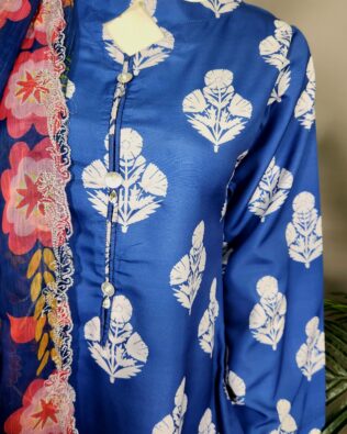 30712 Space Blue Crepe lawn 3pc