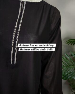 Heart Black Plain Shalwar 2pc