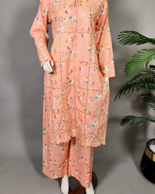 Peach Grace No Emb Printed 2pc