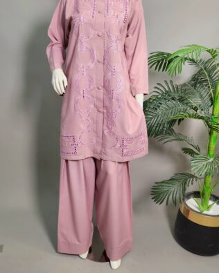 30795 Defected  Macron Pink Shalwar Coord  set