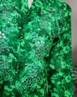 Defected Sale  Flag Green Chickerkari 2pc