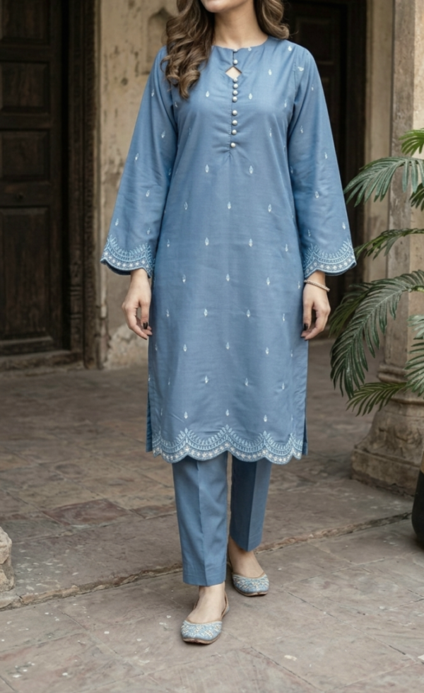 30877 Defected Slate Gray Blue Emb 2pc