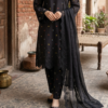 30924 Defected Multi chicken kari Print Black Boti 3pc