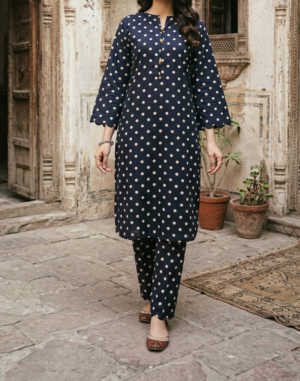 30866 RTR Polka Plain Black Cotton 2pc