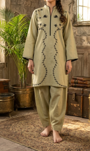 30483 Sale  Foan Khaddar Emb 2pc