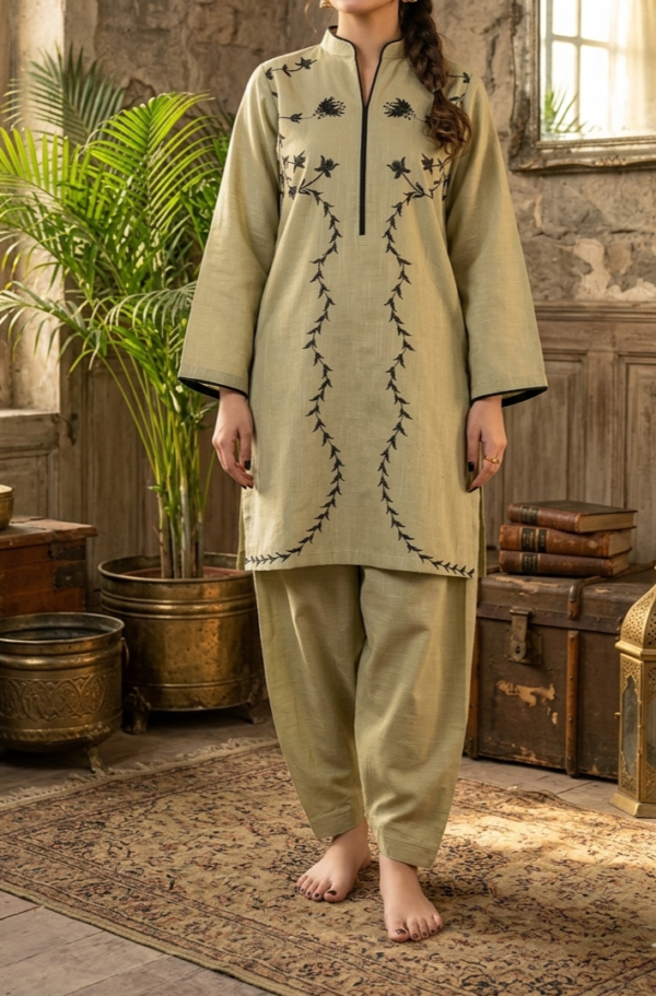 30483 Sale  Foan Khaddar Emb 2pc