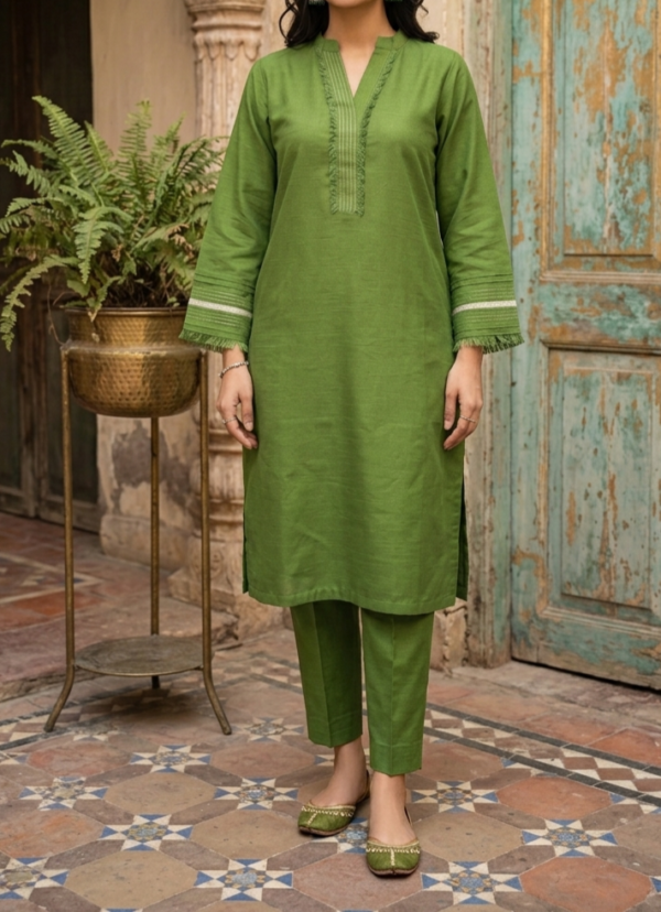 Sale Light khaddar basil 2pc