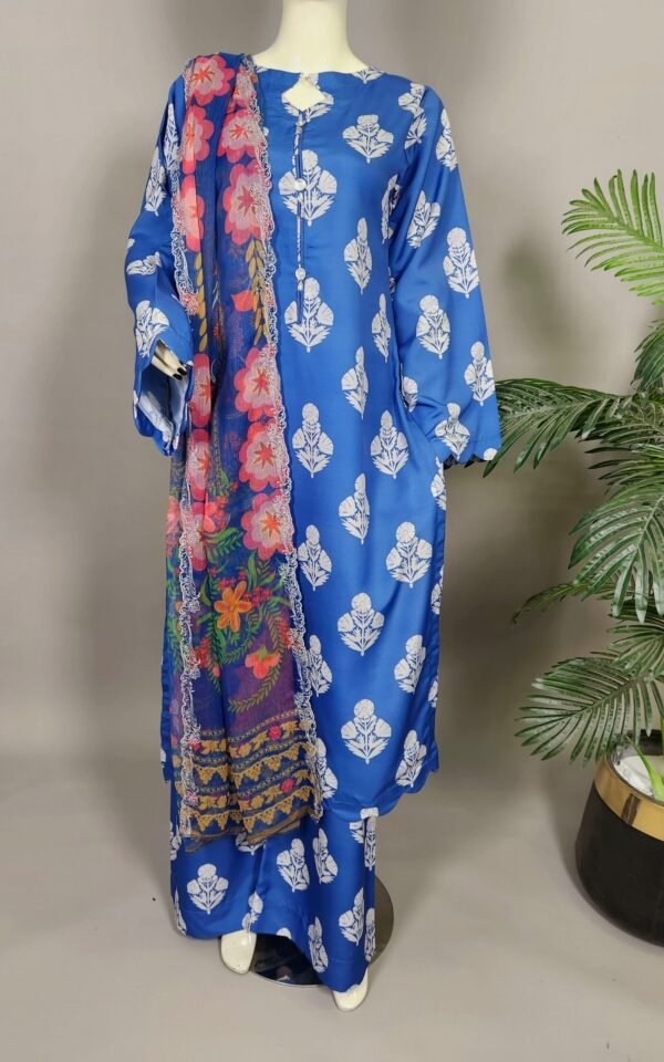 30712 Space Blue Crepe lawn 3pc