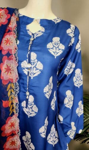 30712 Space Blue Crepe lawn 3pc