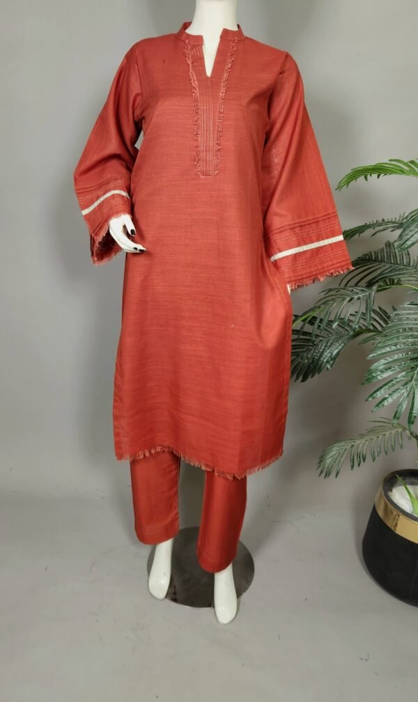 30849 Rusky Deep Orange khaddar 2pc