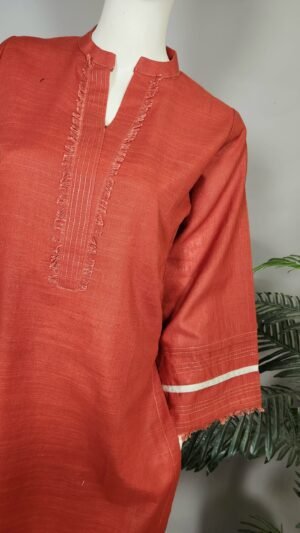 30849 Rusky Deep Orange khaddar 2pc