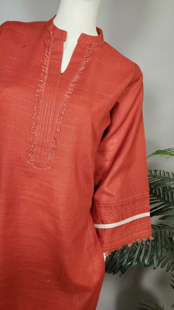 30849 Rusky Deep Orange khaddar 2pc