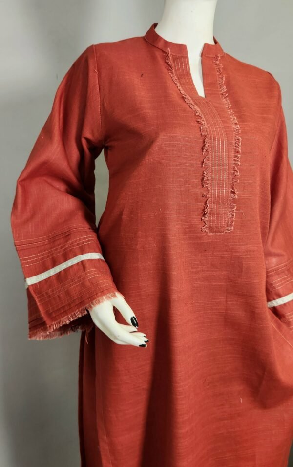 30849 Rusky Deep Orange khaddar 2pc