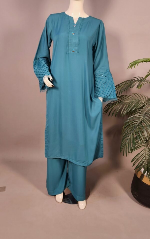 30863 RTR Vintage  Aqua Crepe Georgette  2pc