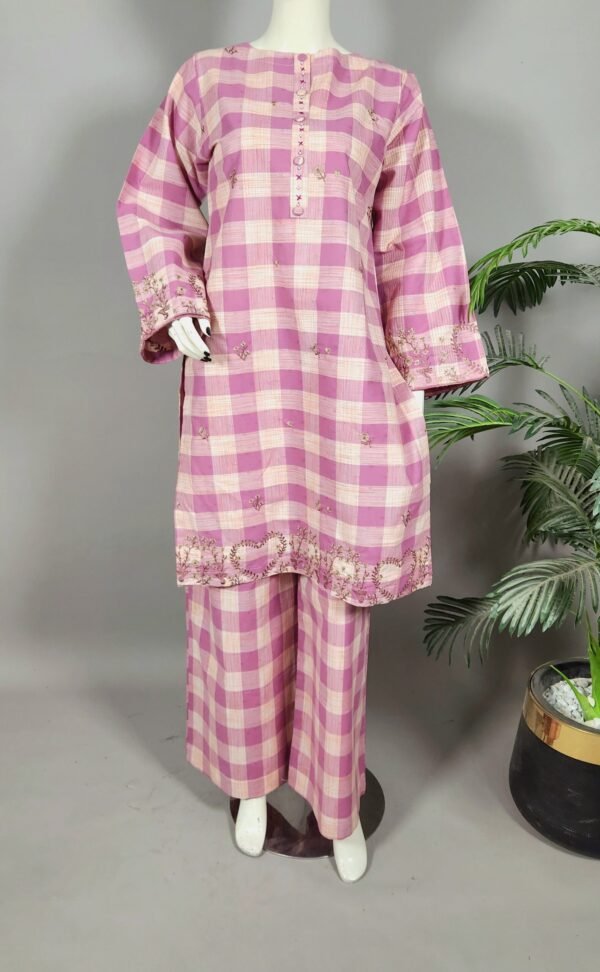 30873 Soft Berry Pink Check 2pc