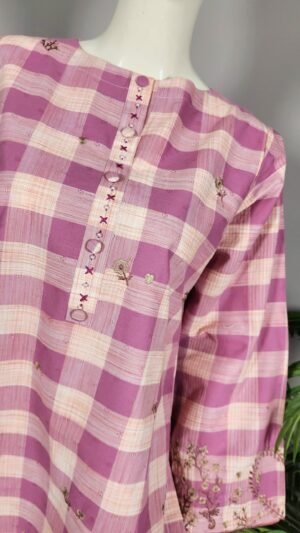 30873 Soft Berry Pink Check 2pc