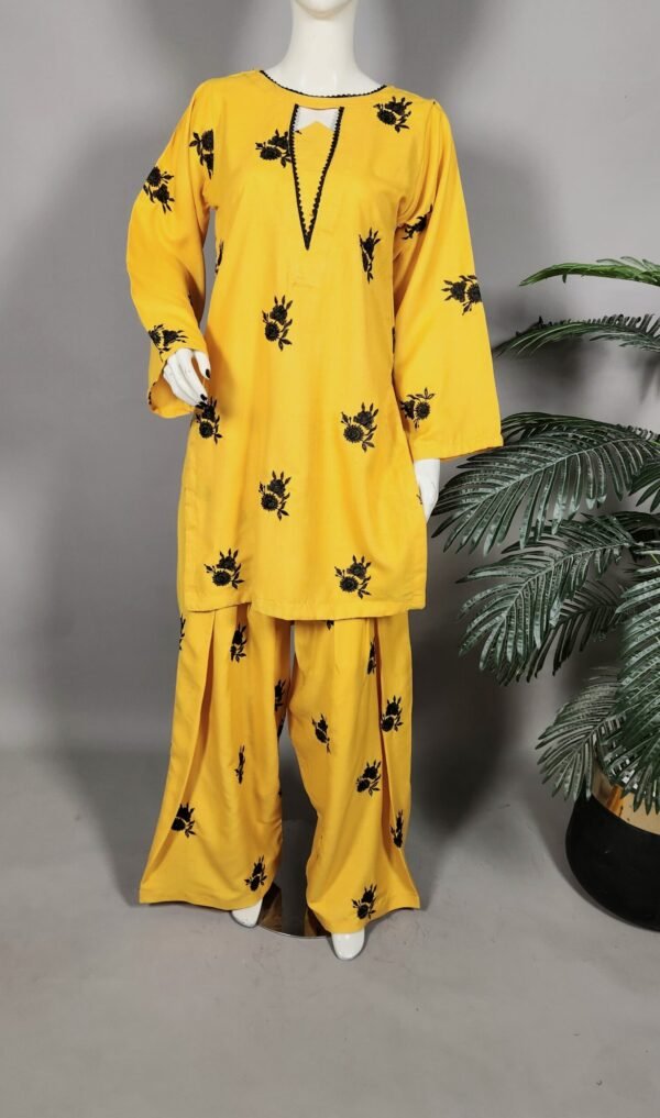 30893 Golden Yellow Allover Emb 2pc