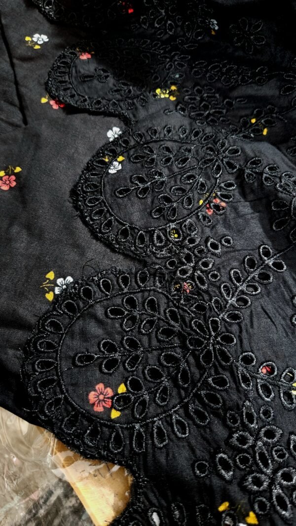 30924 Defected Multi chicken kari Print Black Boti 3pc