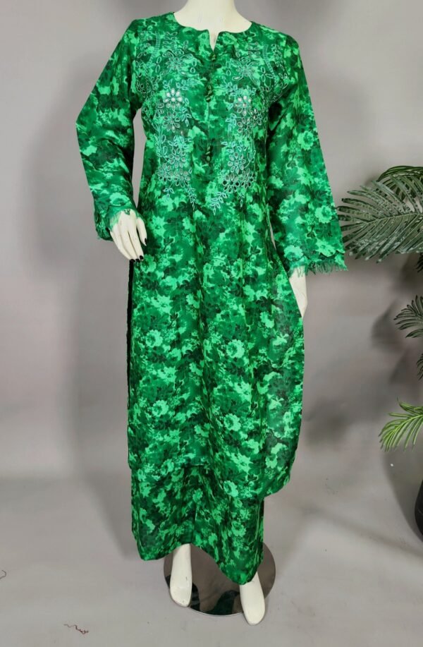 Defected Sale  Flag Green Chickerkari 2pc