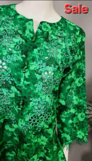 Defected Sale  Flag Green Chickerkari 2pc