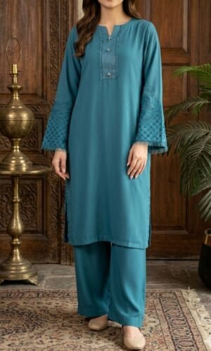 30863 RTR Vintage  Aqua Crepe Georgette  2pc
