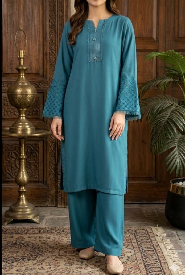 30863 RTR Vintage  Aqua Crepe Georgette  2pc