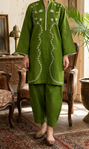 30508  Sale Pear Deep Green Khaddar 2pc