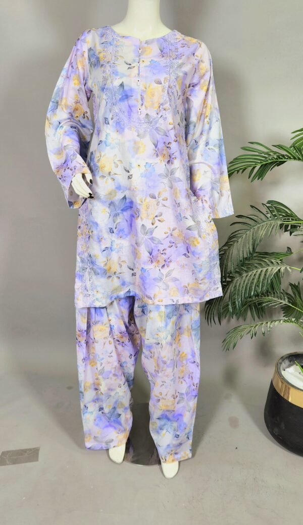 30953  2 Tone Lilac Printed  2pc