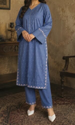 30975 Defected Grayish Blue Allover 2pc