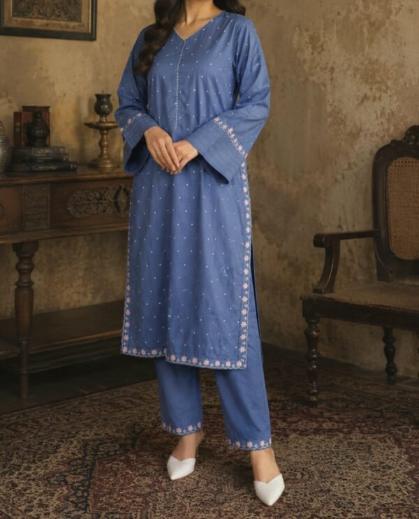 30975 Grayish Blue Allover 2pc
