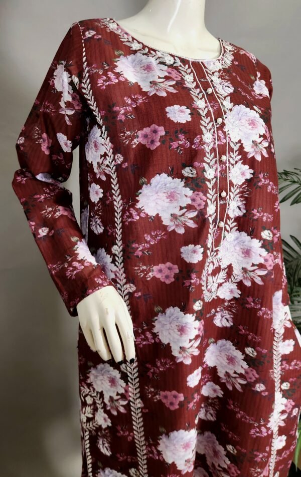 30984 Wine Mheroon Printed  2pc