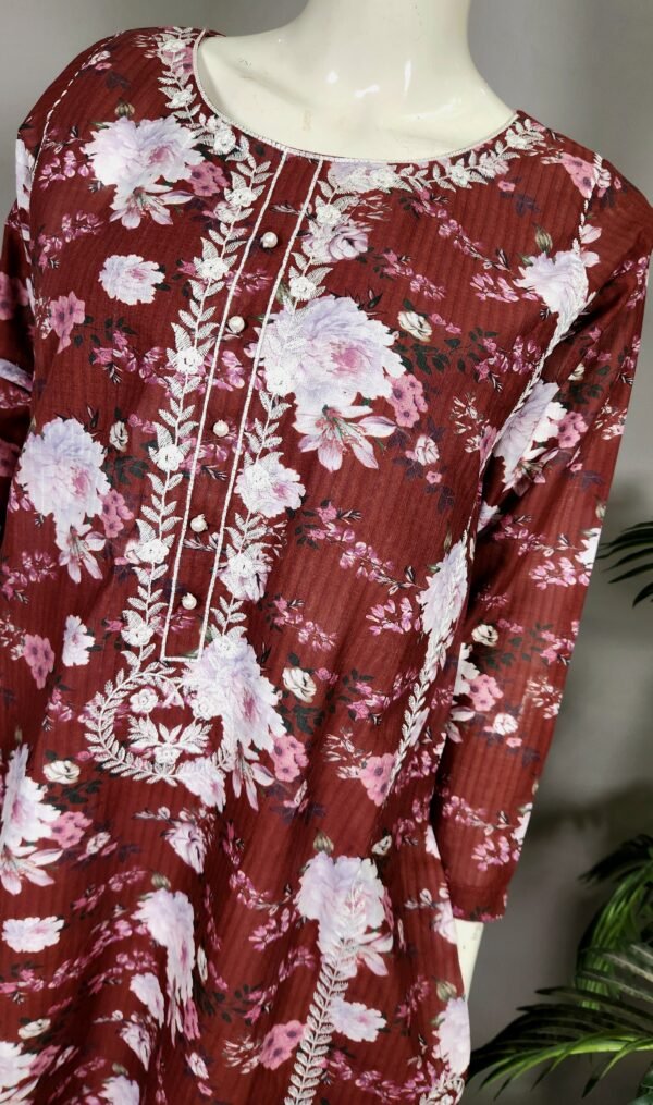 30984 Wine Mheroon Printed  2pc