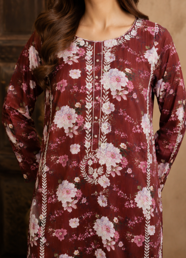 30984 Wine Mheroon Printed  2pc