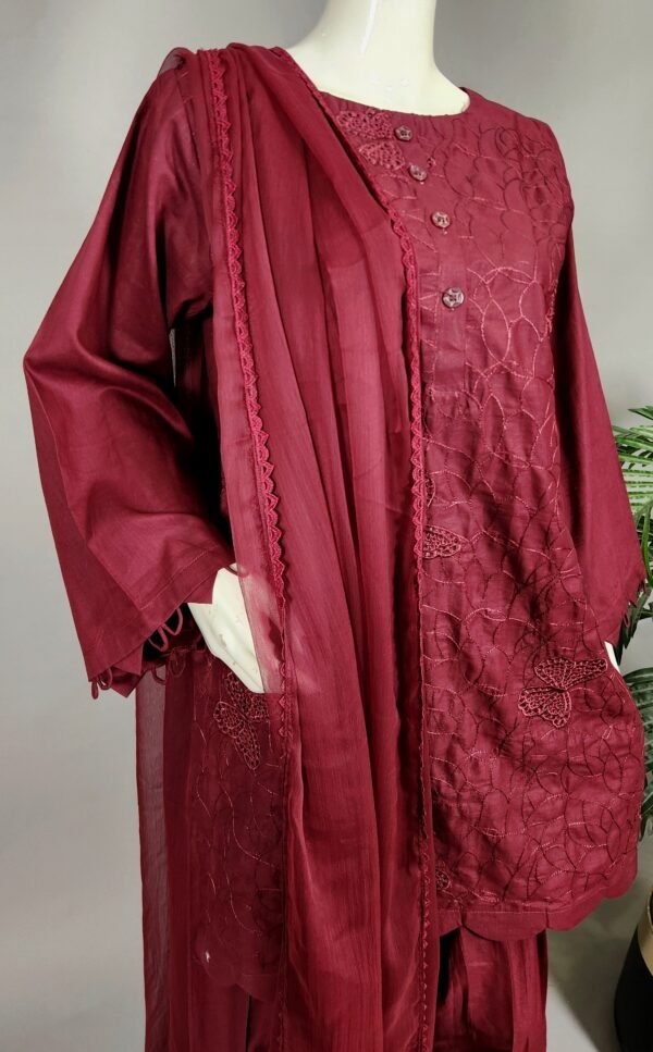31014 Claret Butterfly Mheroon 3pc
