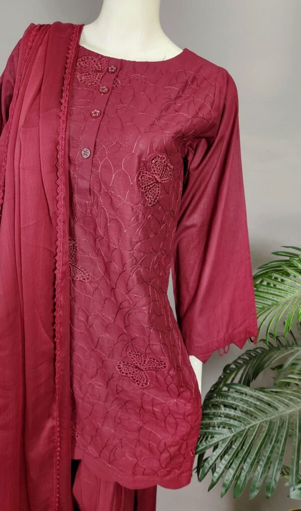 31014 Claret Butterfly Mheroon 3pc