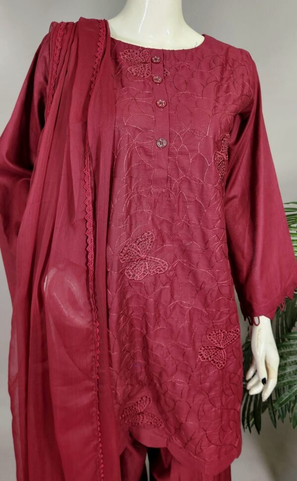 31014 Claret Butterfly Mheroon 3pc