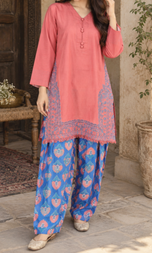 30151 Peachlue Printed 2pc